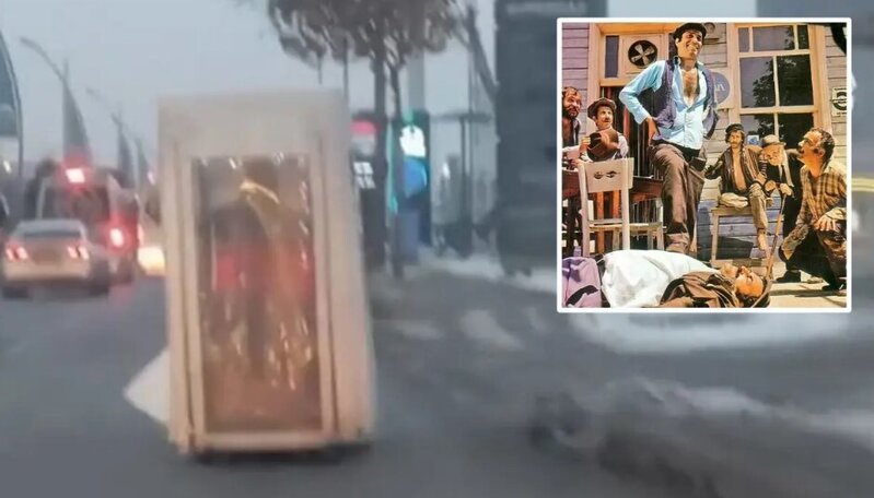 Yolda heyrət doğuran mənzərə: Ağıla məşhur film səhnəsi gəldi - VİDEO