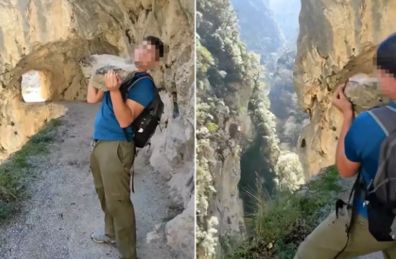 Qaya parçasını uçurumdan atan turistə rekord cərimə