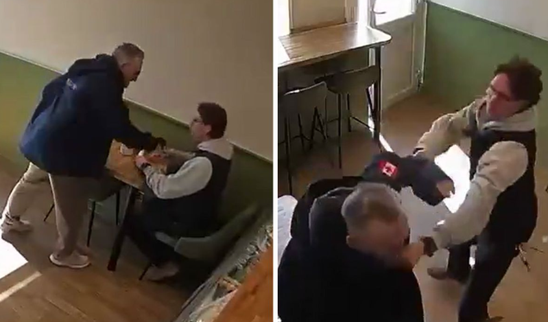 Kafedə oturan oğlana hücum edən şəxs həyatının şokunu yaşadı - VİDEO