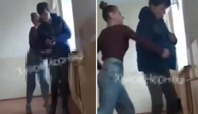 Məktəbdə dava: Qız oğlana hücum edib, döyməyə başladı - VİDEO