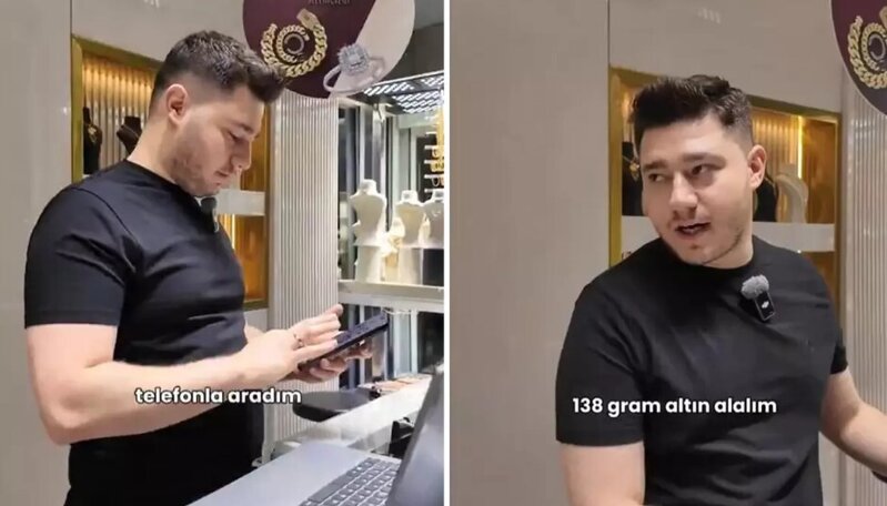 Vətəndaş ilə qızıl satıcısı arasında alış-veriş zamanı baş verən maraqlı anlar gündəm oldu - VİDEO