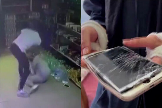 Qadın ona sataşan kişini telefonuna çəkdi: Amansızcasına döyüldü - VİDEO