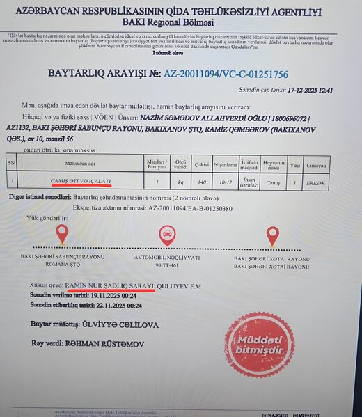 Xəlil Göyüşov şadlıq sarayında camış ətinin verilməsindən danışdı: "AQTA-nın açıqlaması qərəzlidir..."