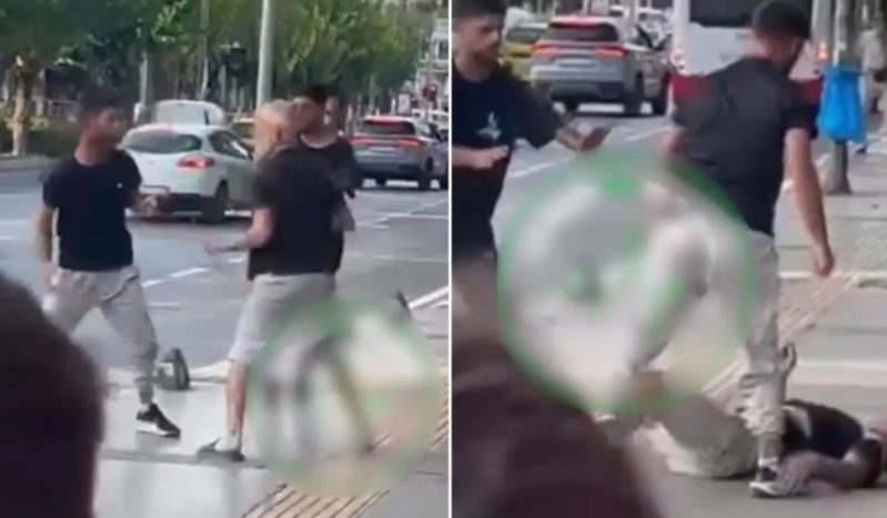 Bir gənc küçədə yaşlı kişini yumruqla huşsuz hala salıb - VİDEO