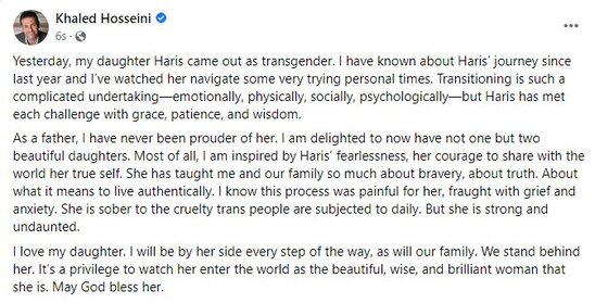 Məşhur yazıçı cinsiyyətini dəyişən oğlundan yazdı - FOTO