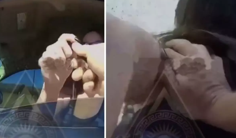 Qadın sürücü ona cərimə yazan polisə qələm atdı, görün necə saxlanıldı