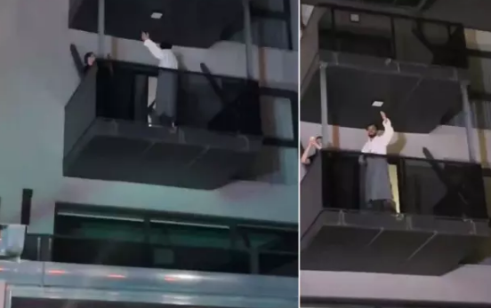 Öz mahnısını eşidən Sefo hamam xalatı ilə balkona çıxdı - VİDEO