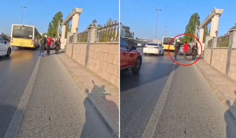 Motosikletçi ilə sürücü arasında yolvermə mübahisəsi əlbəyaxa davaya çevrildi