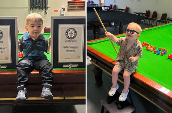 Üç yaşlı britaniyalı ən gənc bilyard oyunçusu kimi Ginnesin Rekordlar Kitabına düşüb