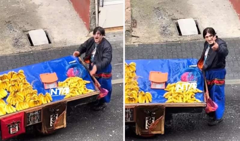 Yağışda islanan səyyar satıcı anasını günahlandırdı - VİDEO