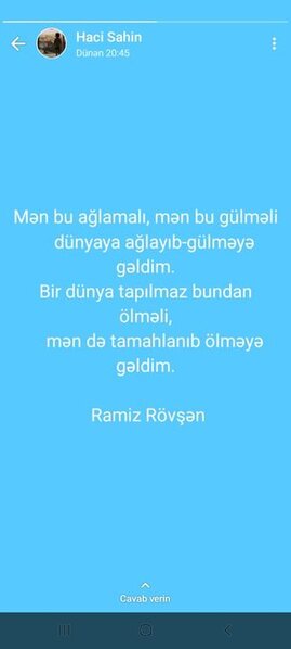 "Mənim misralarımla vidalaşmağından çox təsirləndim"