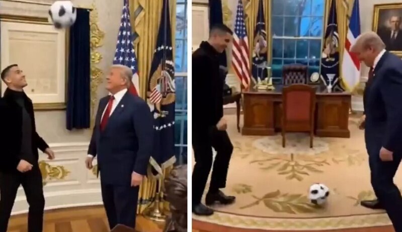 Tramp və Ronaldo oval ofisdə top oynadı - VİDEO