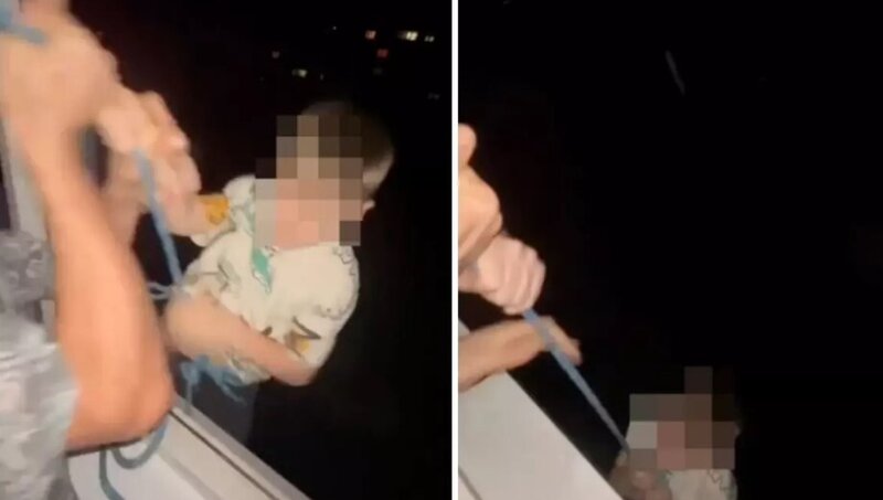 Alkoqollu ata dəhşəti: Azyaşlı övladını ipə bağlayaraq 7-ci mərtəbədən aşağı salladı - VİDEO