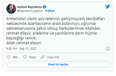 Ceyhun Bayramov şəhid hərbi qulluqçuların ailələrinə başsağlığı verdi - FOTO