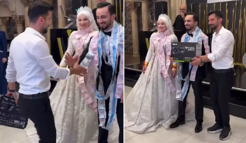 Toyda bəyə edilən hədiyyə hər kəsi təəccübləndirdi - VİDEO