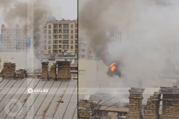 Bakının mərkəzində restoranda yanğın olub - YENİLƏNİB + VİDEO