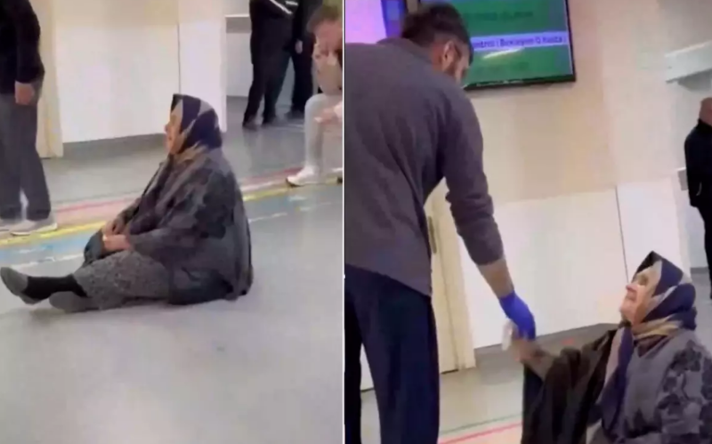 Bir ay sonraya xəstəxana müayinəsi üçün vaxt verildiyini bilən yaşlı qadın fəryad etdi - VİDEO