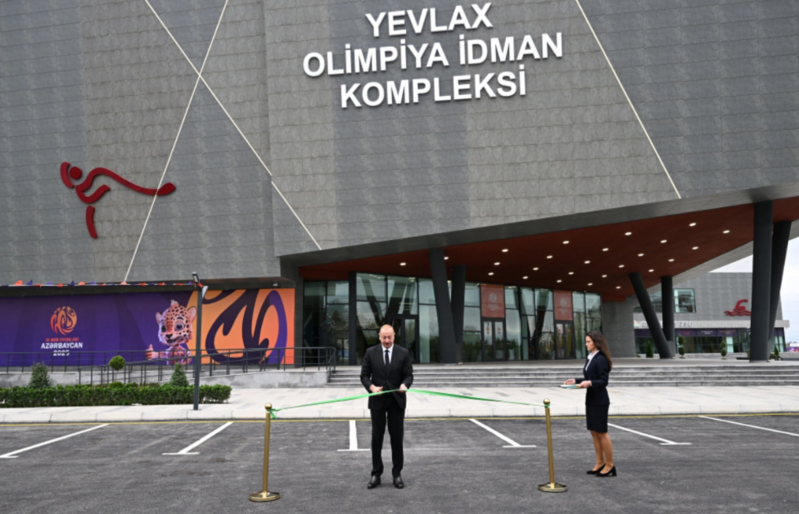 Prezident İlham Əliyev Yevlax Olimpiya İdman Kompleksinin açılışında iştirak edib