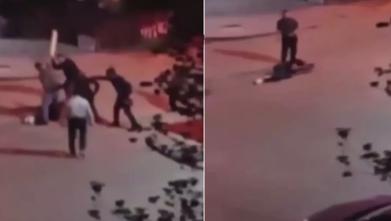 7 nəfər 1 kişini ürəyi gedənə qədər döydü - VİDEO